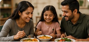 Family sharing a meal
