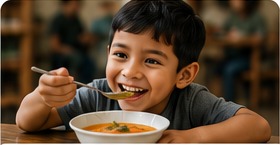 Child enjoying a nutritious meal