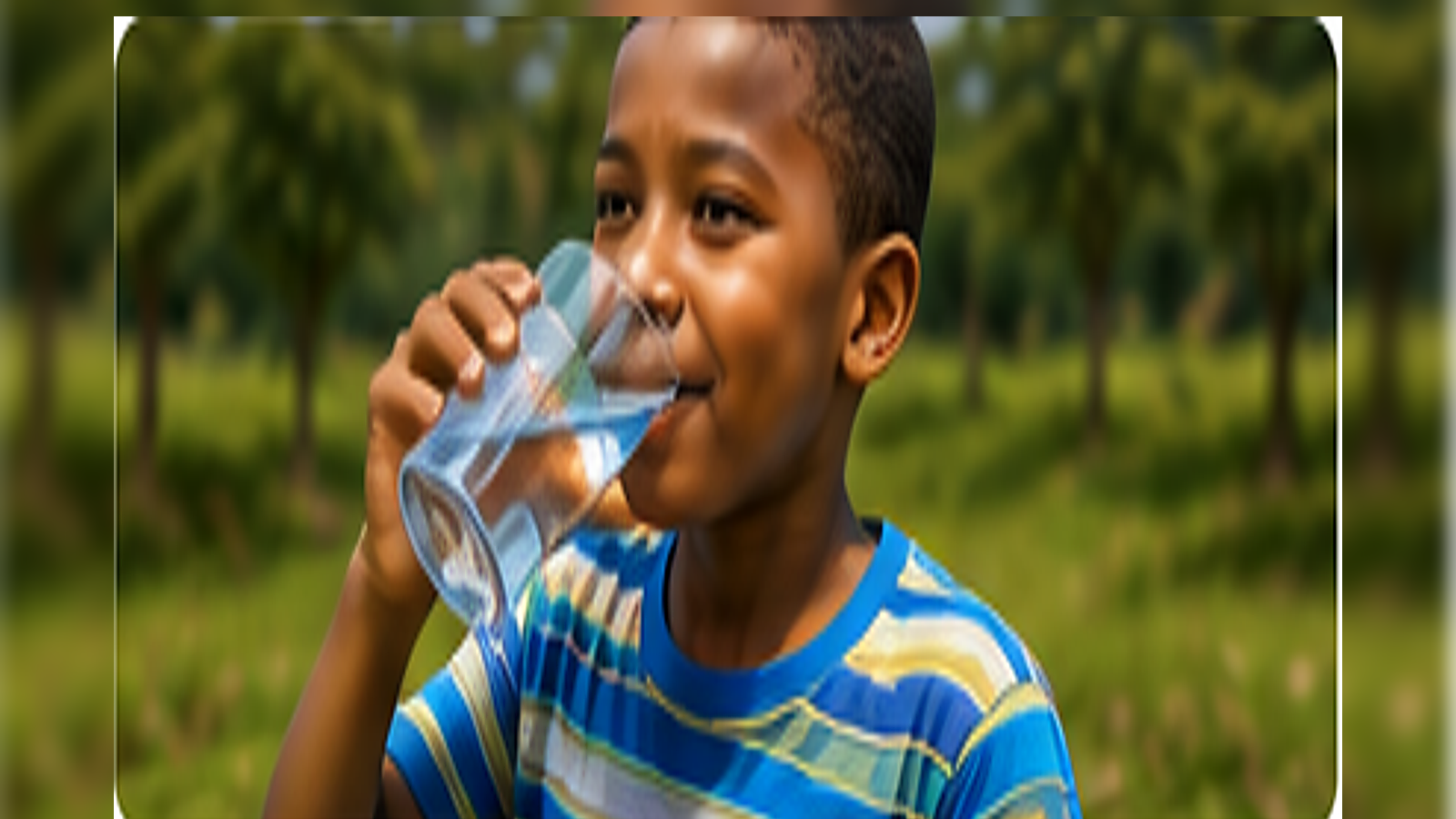 Child drinking a glass of clean water