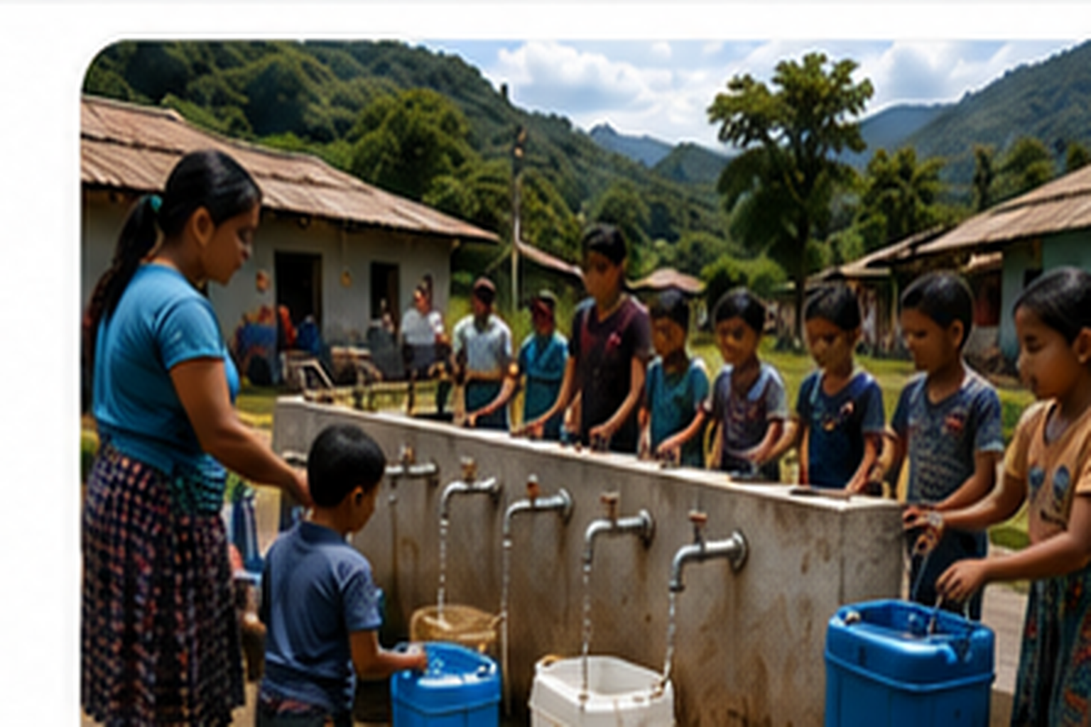 Community members collecting clean water from a shared water point